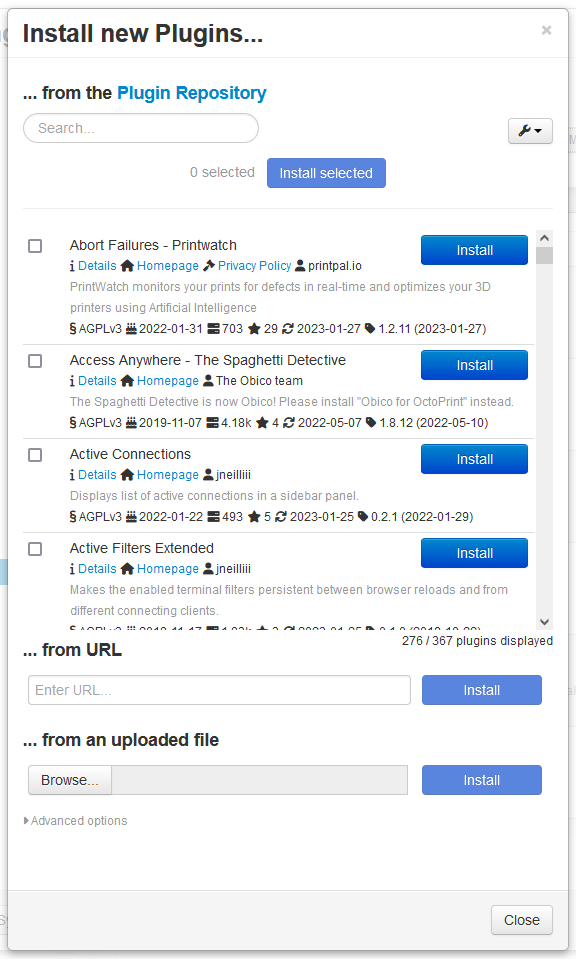 Installation dialog