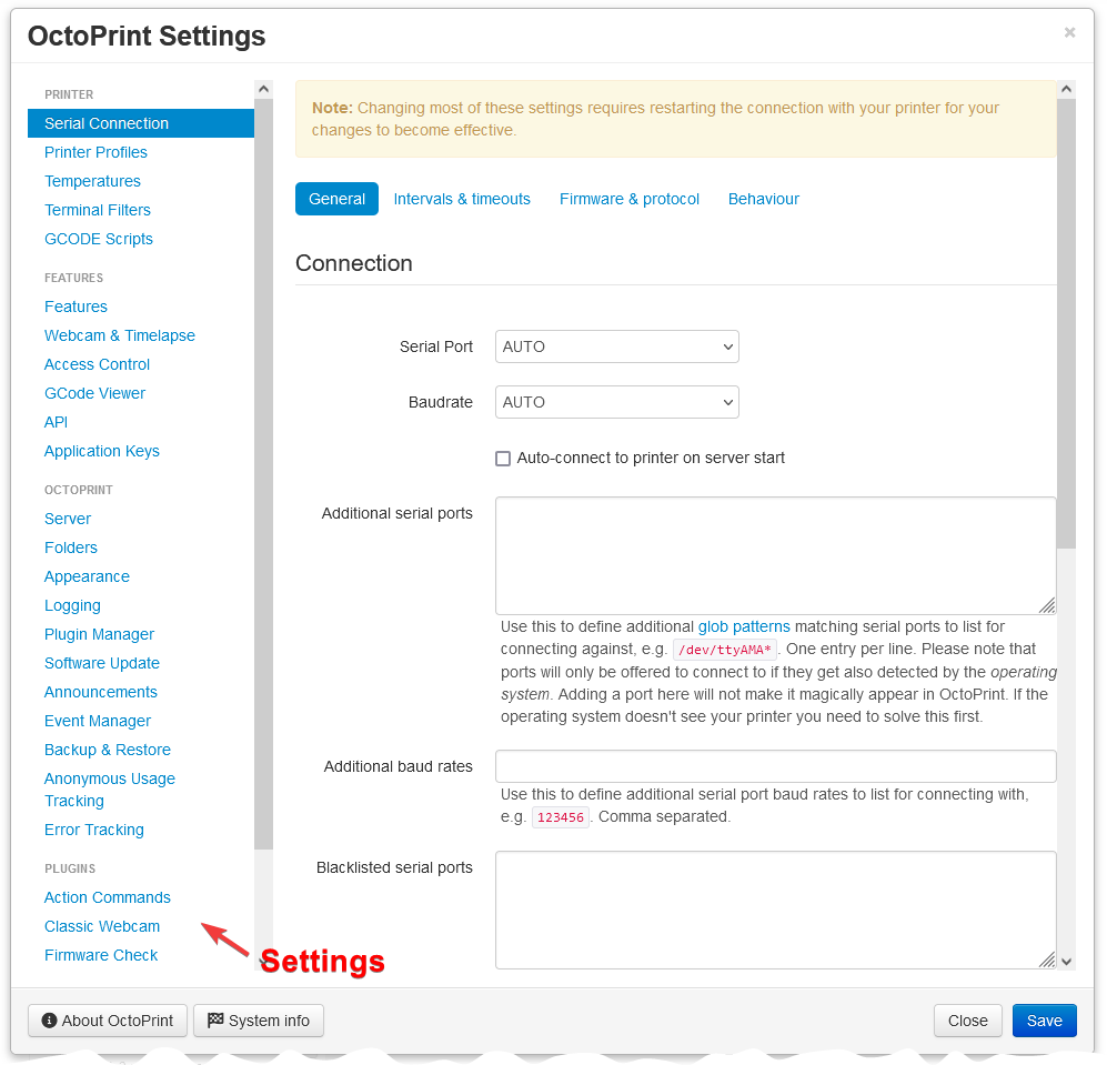 Template injection types in the settings