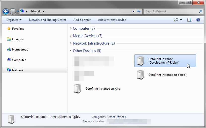 OctoPrint instances in Windows Explorer