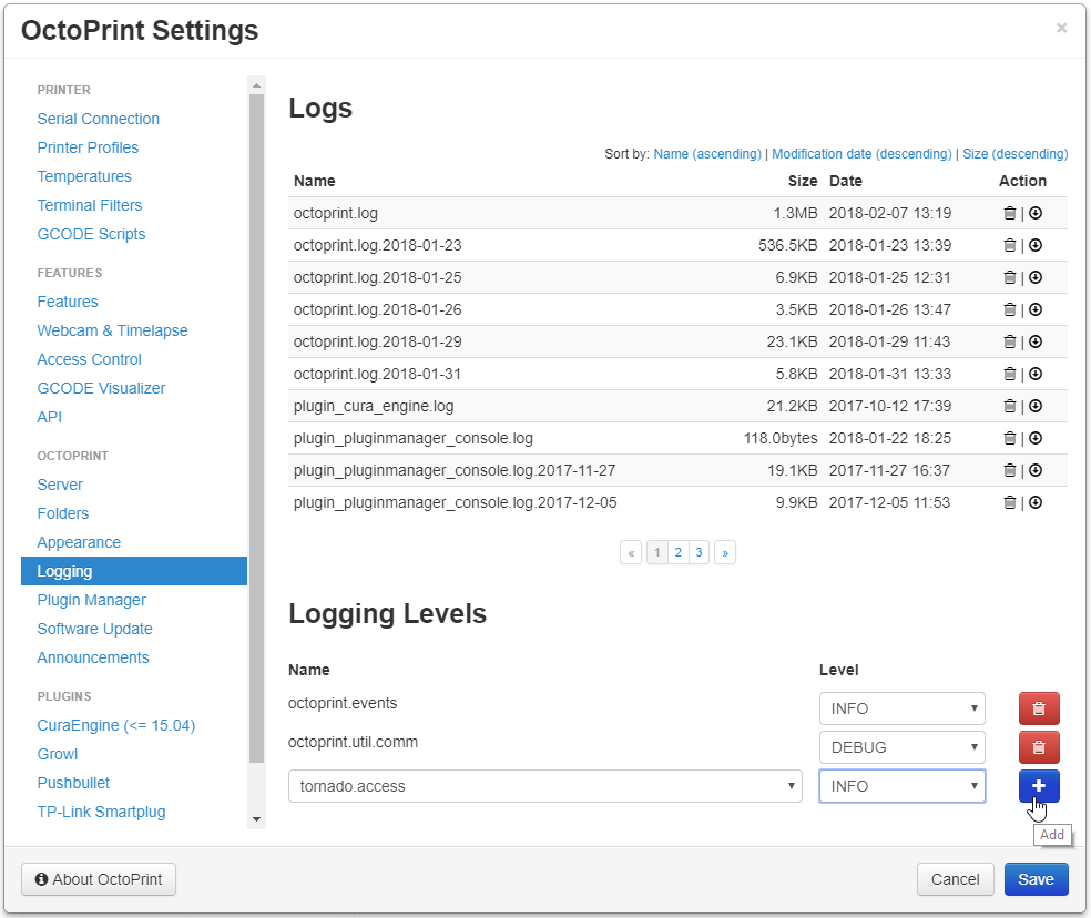 Logging plugin