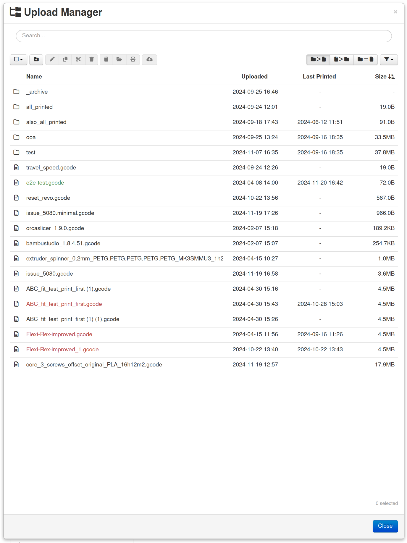 The open Upload Manager dialog